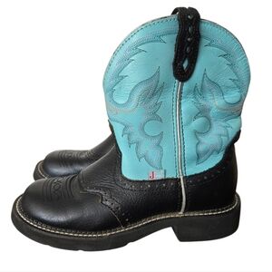 Justin Gypsy Black and Turquoise Western Boots Size 7